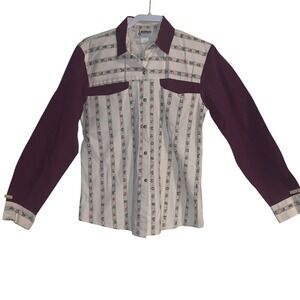 Vtg Banjo Dallas Tx  Western Button Shirt Womens M Purple‎ Cowgirlcore Made USA